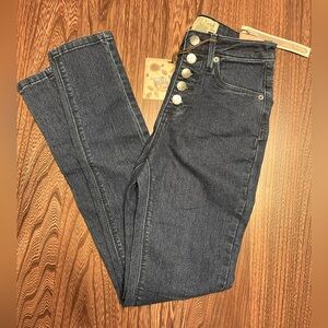 NEW Hybrid & Company Super Stretch Comfort High Waist Skinny Jeans, Indigo, Sz 1